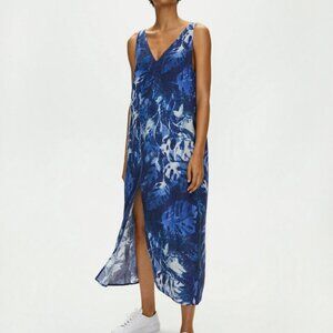 New Babaton The Group Adara Linen Dress Pure Indigo Blue Size XXS Women's Midi